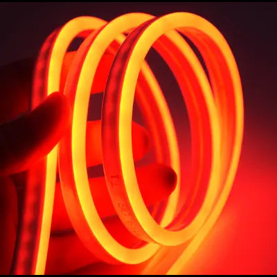 Orangefarvet 8x16 Neon Flex LED-strips - 5 meter, 8W pr. meter, IP67, 12V