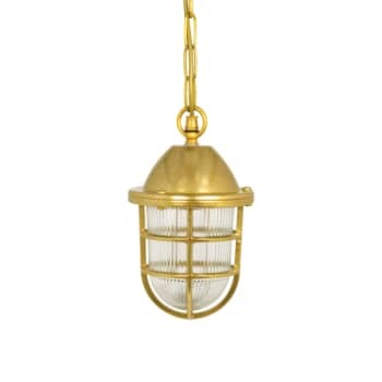 Andromeda 419 Pendel med riflet glas + gitter støbt messing IP44