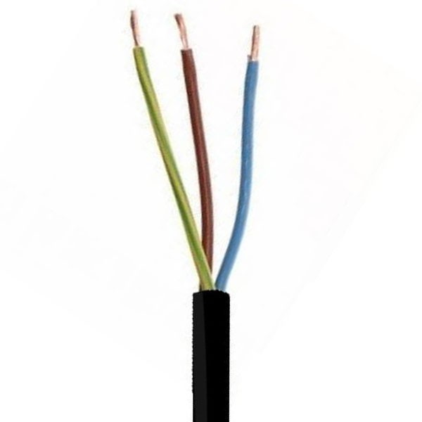 Downlightledning 3x1,5mm² sort 90°C - 50 m.