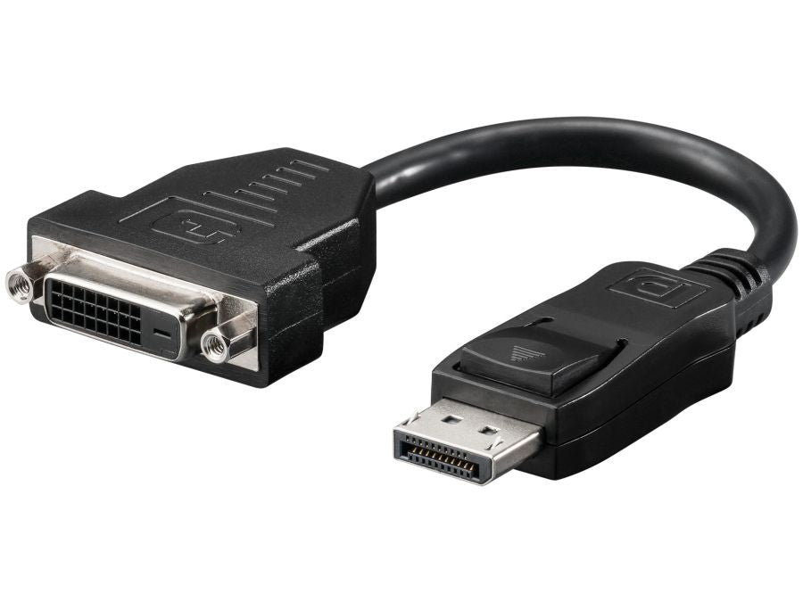 DisplayPort / DVI kabel - DP han til DVI-D hun, Sort (0,2m)