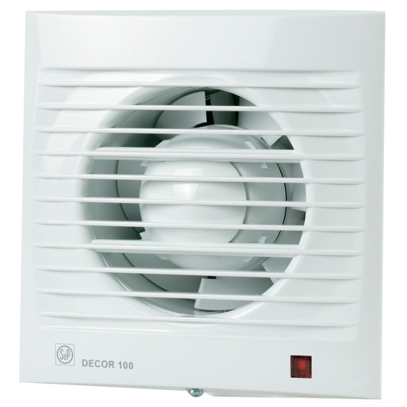 Decor ventilator 100KHZR m. kontraspjæld, aut. lukke, timer og hygrostat