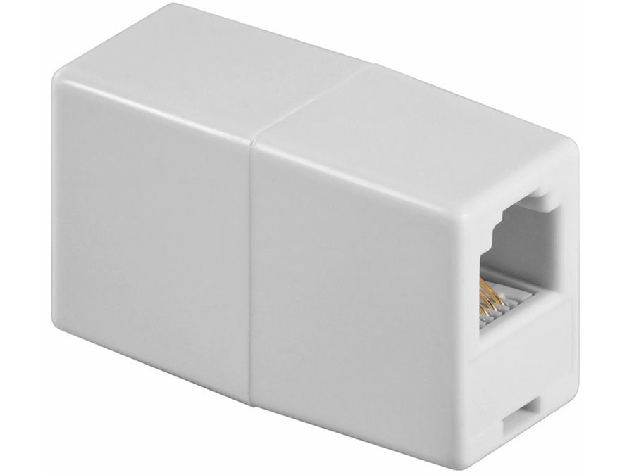Telefon mellemled - 2 x RJ11 (6P4C) hun, Hvid