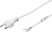 Strømkabel - Euro han til løs ende m. aflastn., Hvid (1,5m)