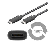 USB 3.1 SuperSpeed kabel - 2 x USB-C han (3A), Sort (1m)