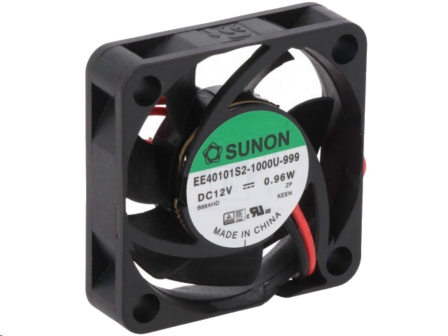 DC blæser - 40x40x10mm 12Vdc / 0,43W Glideleje, 2 ledn.