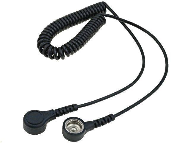 ESD spiralkabel m. 2 x Ø10mm clips (1,5m)