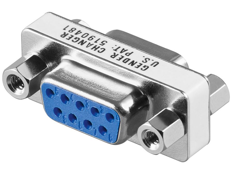 D-SUB mellemled - 2 x 9pol hun, Kort version