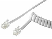 Telefon spiralledning CCA - 2 x RJ10 (4P4C) han, Hvid (4m)
