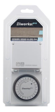 Stikkontaktur 24 timer m/jord 230V/13A IP44