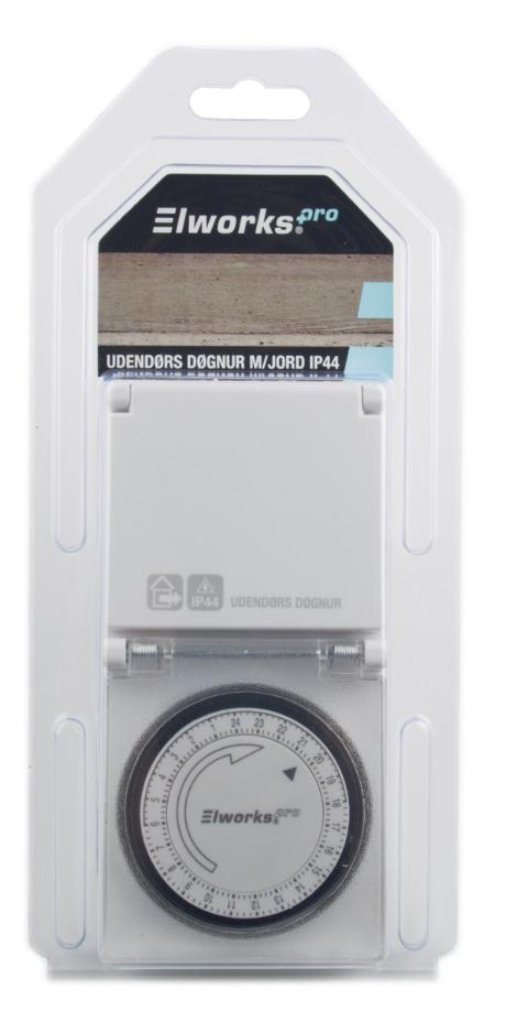 Stikkontaktur 24 timer m/jord 230V/13A IP44