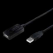 USB 2.0 Repeaterkabel - A han til A hun, Sort (10m)