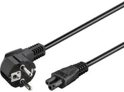 Strømkabel - CEE7/7 90° han > C5 (Mickey Mouse), Sort (3m)