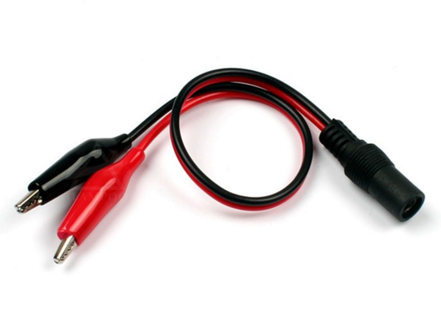 DC kabel - 5,5x2,1mm DC hun til 2 x krokodille (15cm)