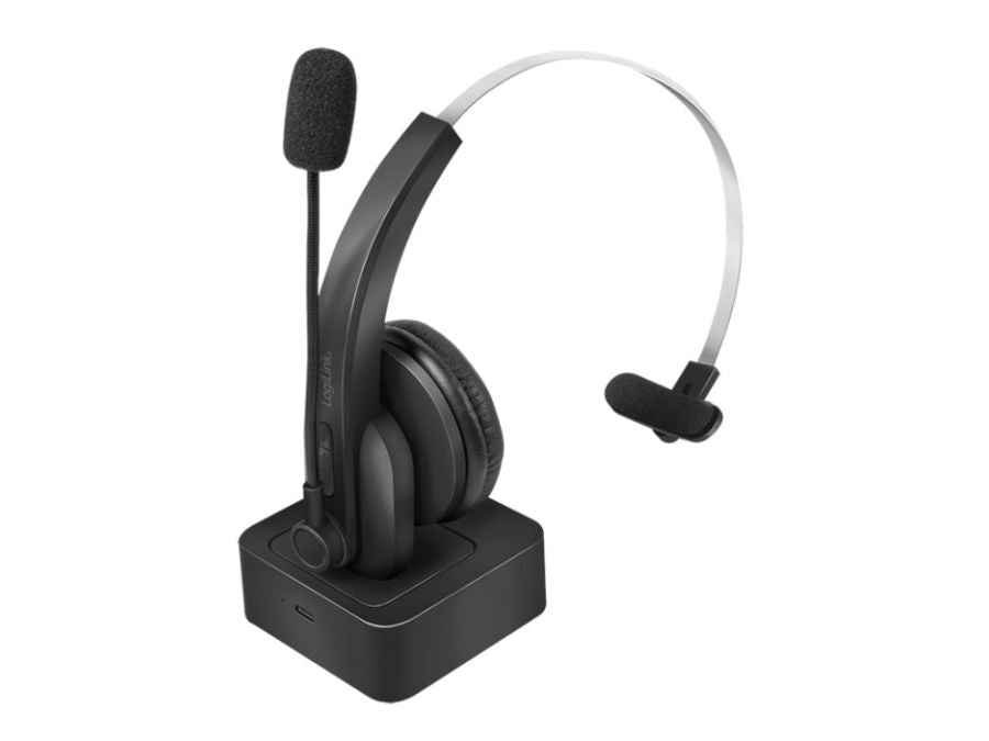 Bluetooth headset med opladerstand - Mono, Sort