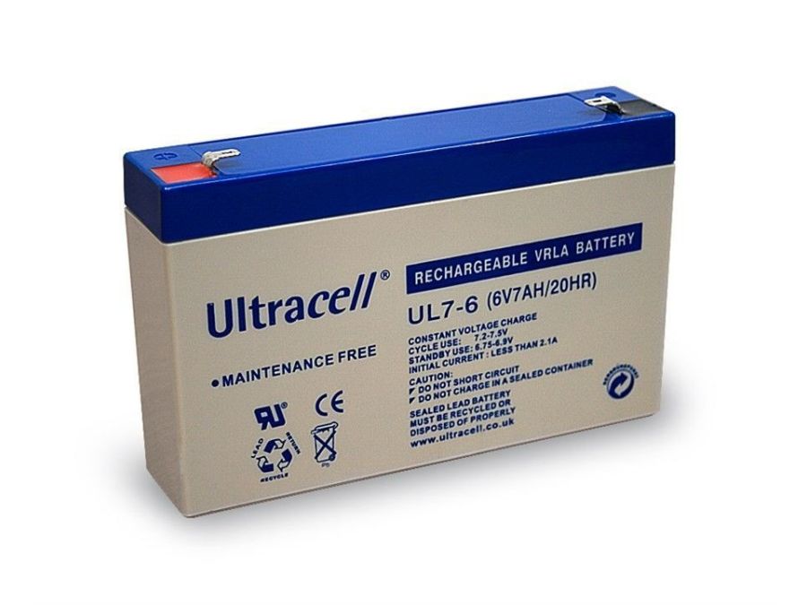 Blybatteri - 6V / 7Ah (151x34x94mm)