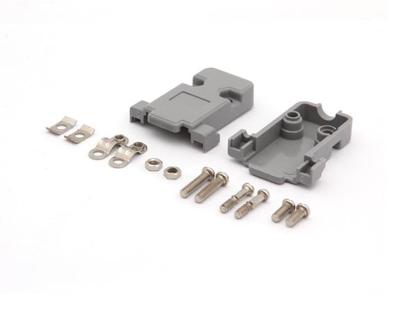 Hus for D-SUB - 9pol (og 15pol HD), Grå plast