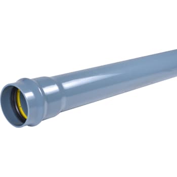 Wavin 110 mm PVC-trykrør med muffe, grå, PN10, 6 m