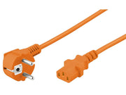 Strømkabel - CEE7/7 90° han > C13 (3pol AC hun) Orange (3m)