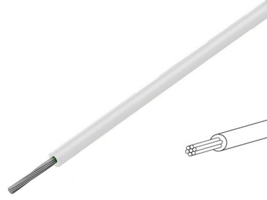 Monteringsledning - 0,2mm² trådet fortinnet CU, Hvid (100m)