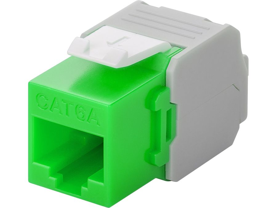 Keystone RJ45 fatning - CAT6a uskærmet, Grøn (Toolless)