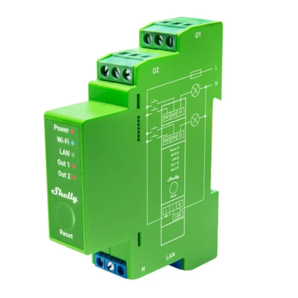 Shelly Pro Dimmer 2PM - WiFi tavlelysdæmper 2x200W