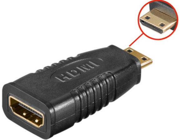 HDMI adapter - 19pol HDMI-A hun til 19pol HDMI mini-C han