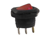 Vippekontakt - 1P OFF-ON, 6A-250V, RØD neon (Ø20mm hul)