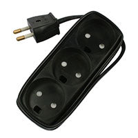 3-Stikdåse U/J med 1,5M ledning sort med blindhul