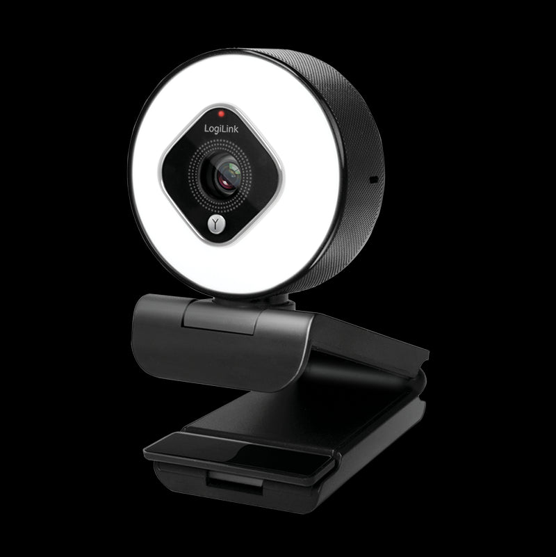 USB 2.0 Webcam m. ringlys - HD 1920x1080, Sort