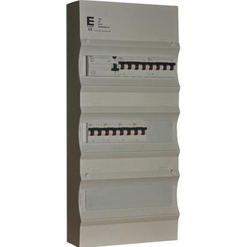 Færdigmonteret gruppetavle - HPFI - 1x16A 3P+N, 1x13A 3P+N, 4x13A 1P+N - Grå