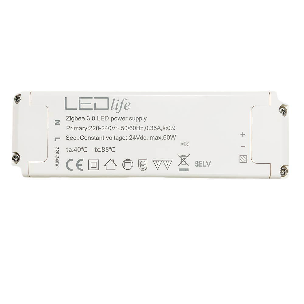 Zigbee 60W Strømforsyning - Hue Kompatibel, 24V DC, 2,5A, IP20 Indendørs