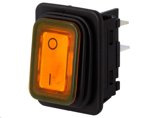 Vippekontakt - 2P OFF-ON, 250V/16A, I/0, Orange lys (IP65)