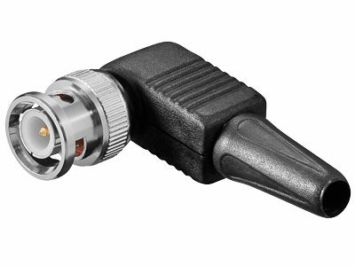 BNC hanstik - Skrueforbindelse, PVC krave, 90°