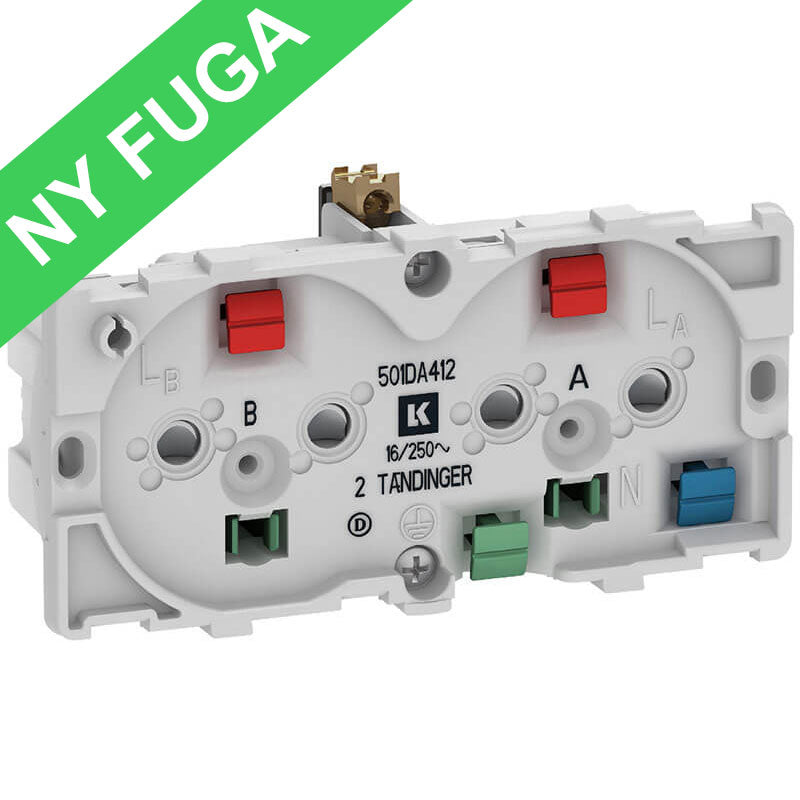 Fuga dobbelt stikkontakt for 2 tændinger 2-polet m