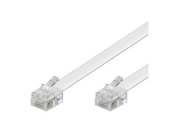 Telefonledning - 2 x RJ11(6P4C) han, Hvid (15m)