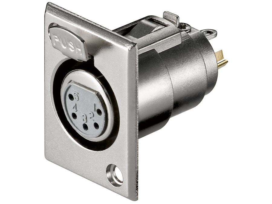 XLR bøsning - 5P hun, nikkel