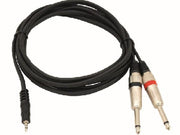 Audiokabel - 3,5mm st.JACK > 2 x 6,35mm mono JACK han (1,5m)