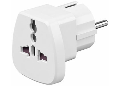 Rejseadapter - Multi hun (inkl. UK) > CEE7/7 (DK) han, Hvid