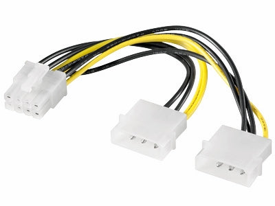 Intern PC strømkabel - 2 x 5,25" til 8P PCI Express (15cm)