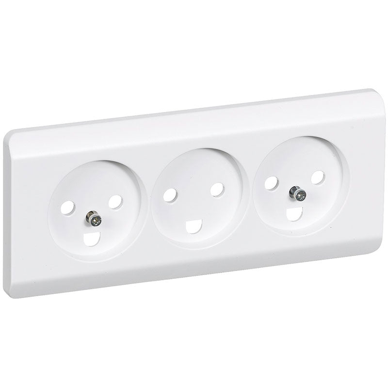 Opus 66 afdækning til planforsænket trippel stikkontakt med jord - hvid