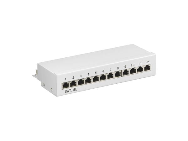 Patch panel - 12 x RJ45 CAT5e skærmet, Grå