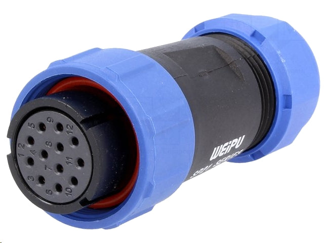 Rundstik, SP21 - 12pol hun, til Ø7-12mm kabel (IP68)