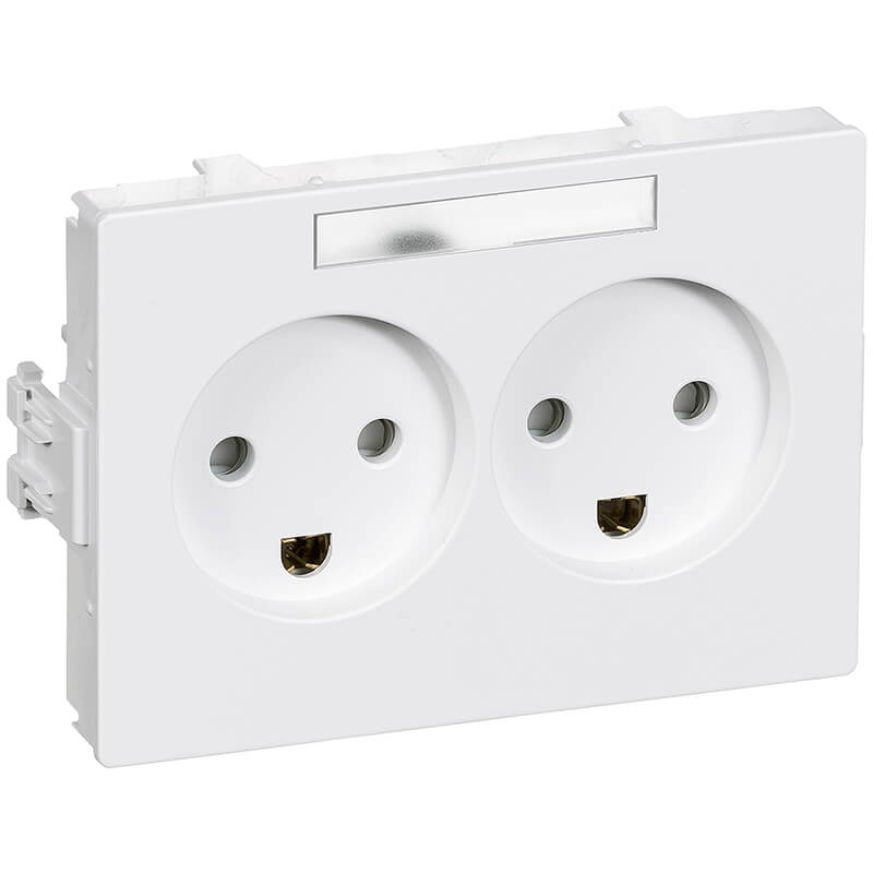 LK Clic line  stikkontakt dobbelt vandret m j hvid
