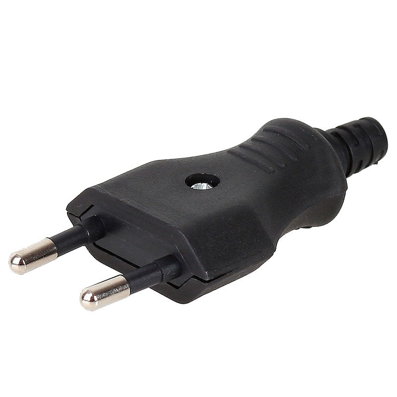 Flad EU stikprop uden jord - sort