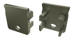 Endestykke til LED profil type Y - Grå m. hul (1 stk.)