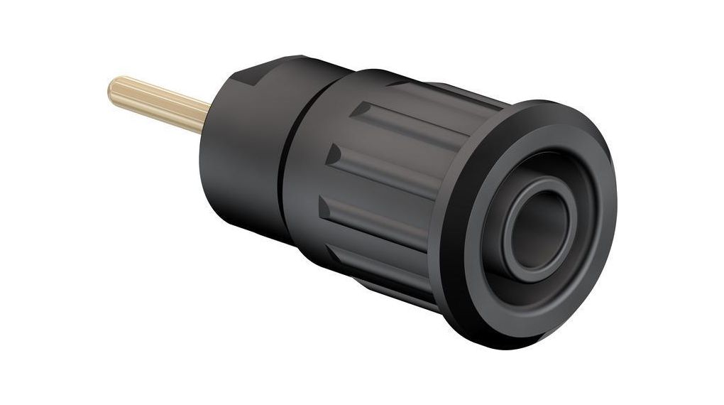 Sikkerheds-bananbøsning, Sort 4mm - loddetype