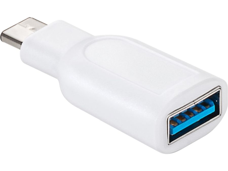 USB 3.0 adapter - USB-C han til A hun, Hvid