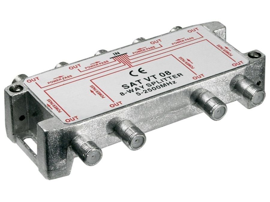 TV/FM/SAT antennesplitter - 8 vejs 5-2450MHz (til F stik)