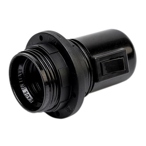 Kronefatning m/afbryder E27 inkl. ring sort