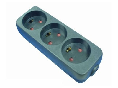 Stikdåse - 3 x DK jord, Sort (u. ledning)